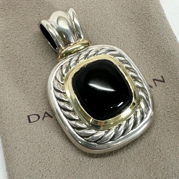 David Yurman Jewelry - David Yurman XL Albion Black Onyx Enhancer Pendant 1.5” .925/14K Gold